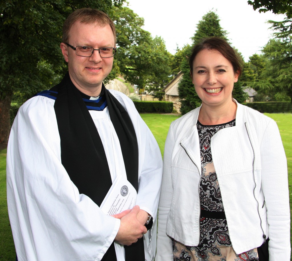 The new Archdeacon pictured with his sister Penny at St Edna's Cathedral, Ferns