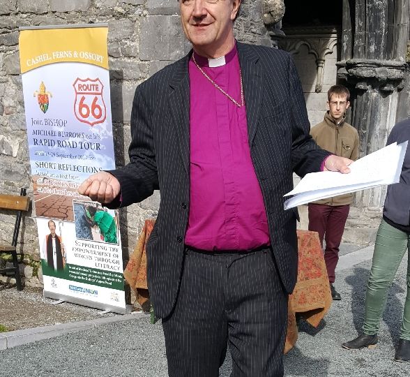 Bishop Burrows outside St Canice's Cathedral - Route 66