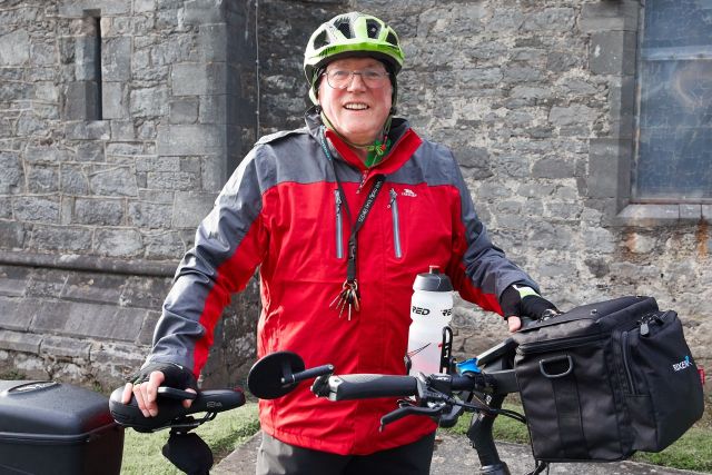 Robbie Syme at St Canice's - Pedalling for Health Home and Away - Photo credit Rev David Compton