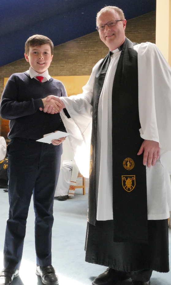 Bishop's Medal winner (Primary) with Archdeacon Bob Gray