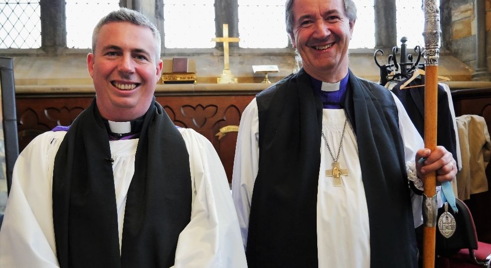 Dean David McDonnell with Bishop Michae Burrows on occasion of installation as Dean