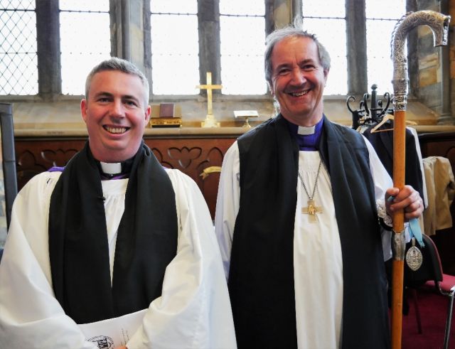 Dean David McDonnell with Bishop Michae Burrows on occasion of installation as Dean