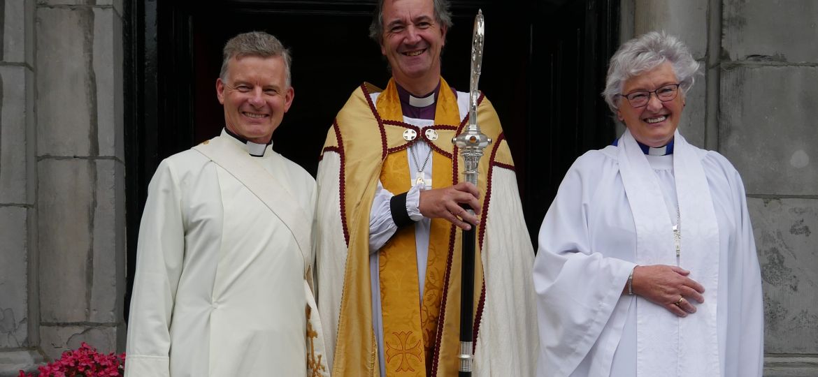 The Reverend Trevor Sargent with Bishop Burrows and Dean Maria Jansson