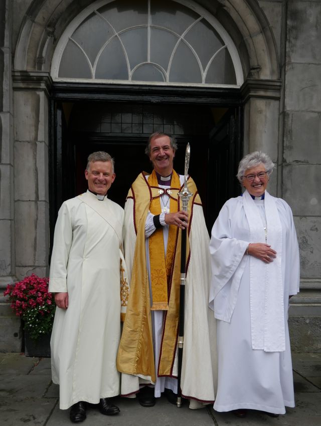 The Reverend Trevor Sargent with Bishop Burrows and Dean Maria Jansson