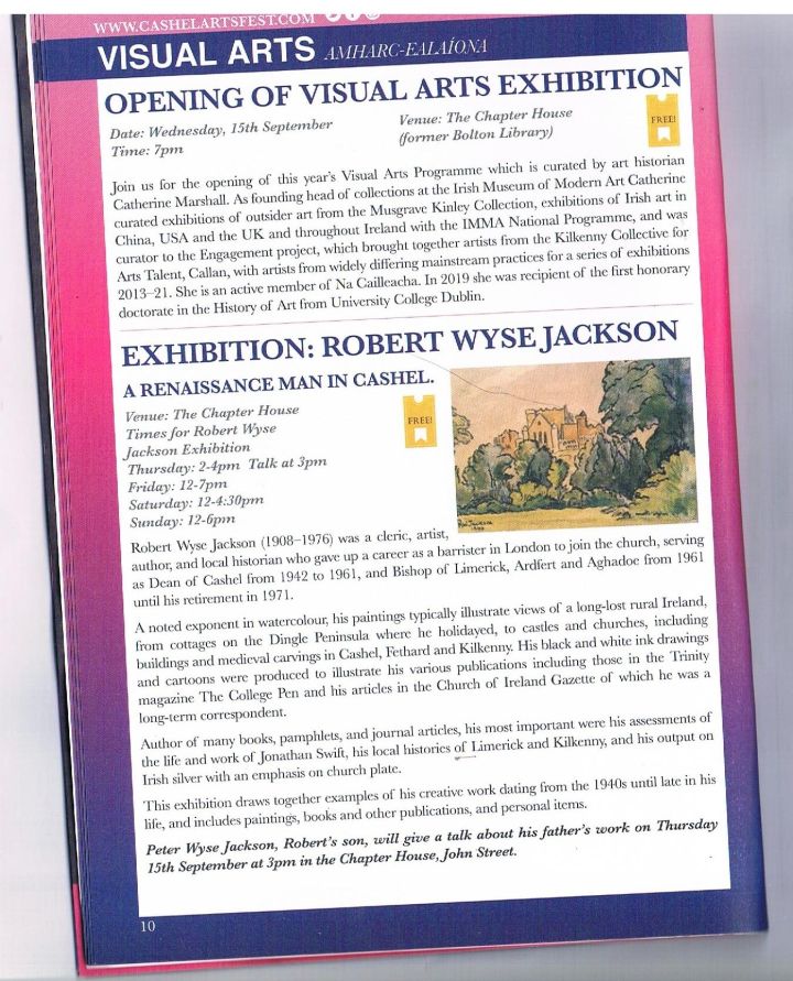 Exhibition of the late Robert Wyse Jackson’s art in Cashel Diocese of
