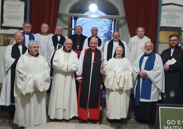 Bishop Wilksinson with ecumenical and diocesan colleagues after his enthronement in Lismore rs
